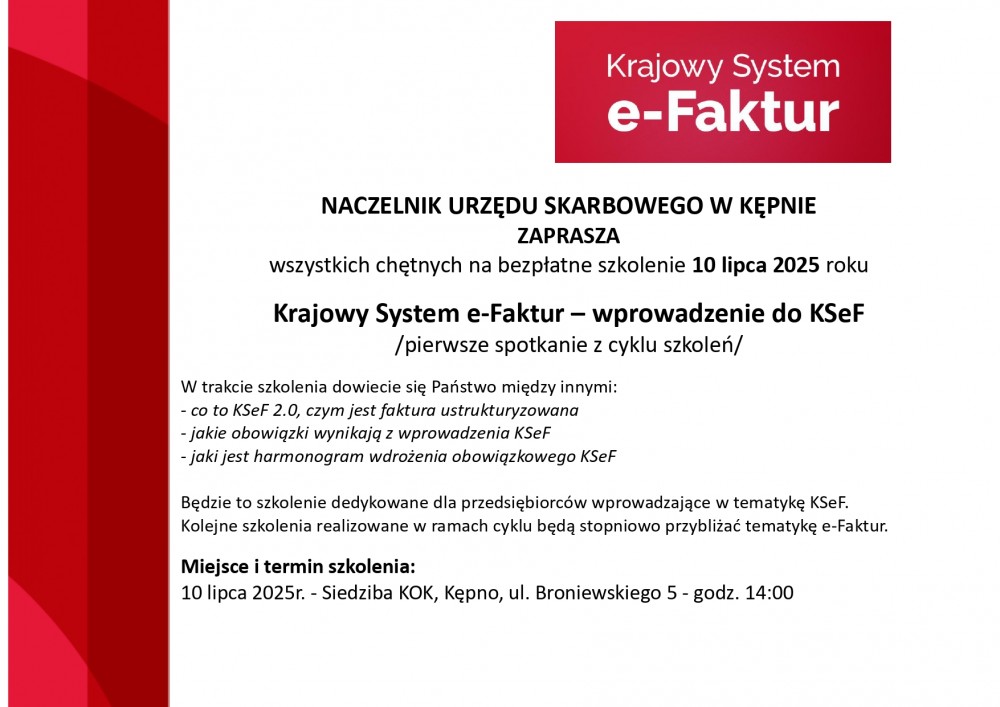 Krajowy System e Faktur wprowadzenie do KSeF szkolenie